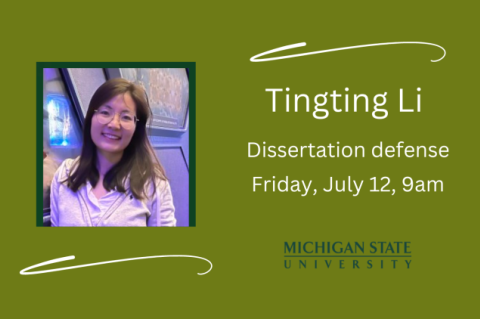 Photo of Tingting Li, disseration defense, 9am, July 12