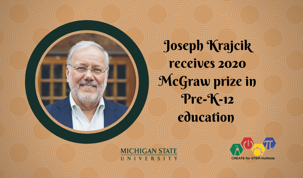 Photo of Joe Krajcik and McGraw Prize info