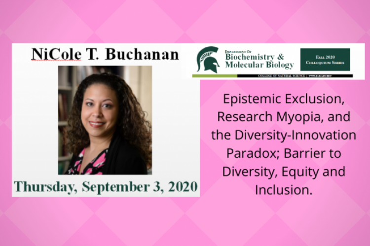 Announcement for NiCole Buchanan talk on 9.3.20