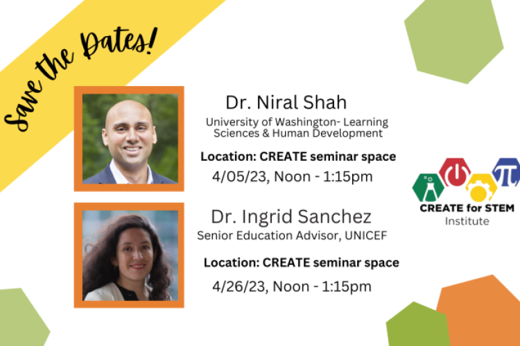 Save the Dates! Dr. Niral Shah, 4/5/23 and Dr. Ingrid Sanchez, 4/26/23