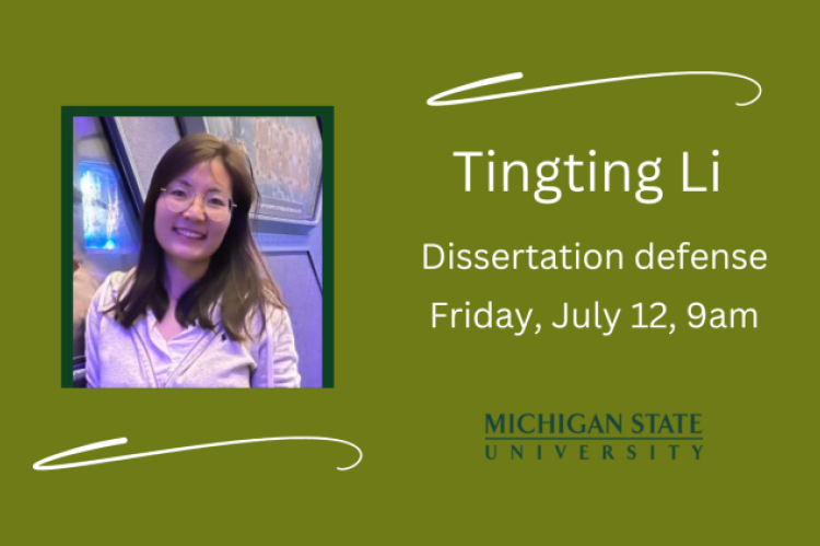 Photo of Tingting Li, disseration defense, 9am, July 12