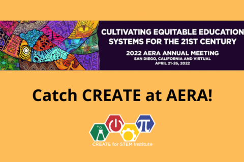 AERA conference logo; Catch CREATE at AERA, CREATE logo